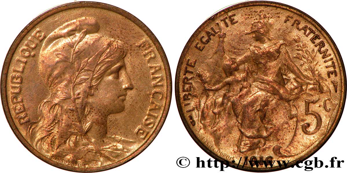 5 centimes Daniel-Dupuis 1916  F.119/28 AU59 