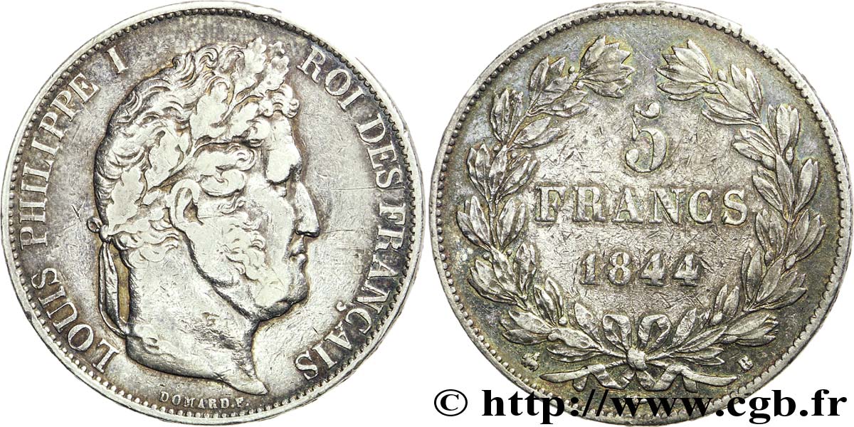 5 francs IIIe type Domard 1844 Rouen F.325/2 TB39 