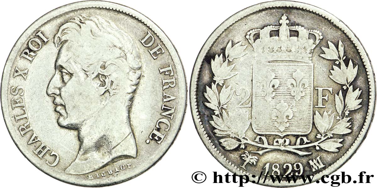 2 francs Charles X 1829 Marseille F.258/58 TB30 