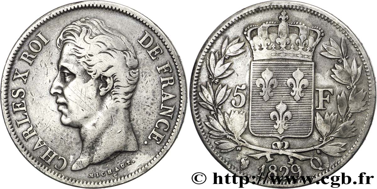 5 francs Charles X, 2e type 1829 Perpignan F.311/37 TB35 