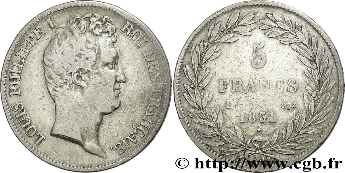 5 francs type Tiolier avec le I, tranche en creux 1831 Bayonne F.315/21 BC25 