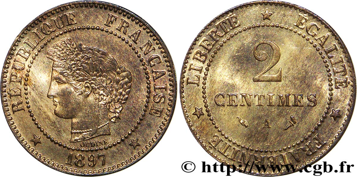 2 centimes Cérès 1897 Paris F.109/23 MS60 