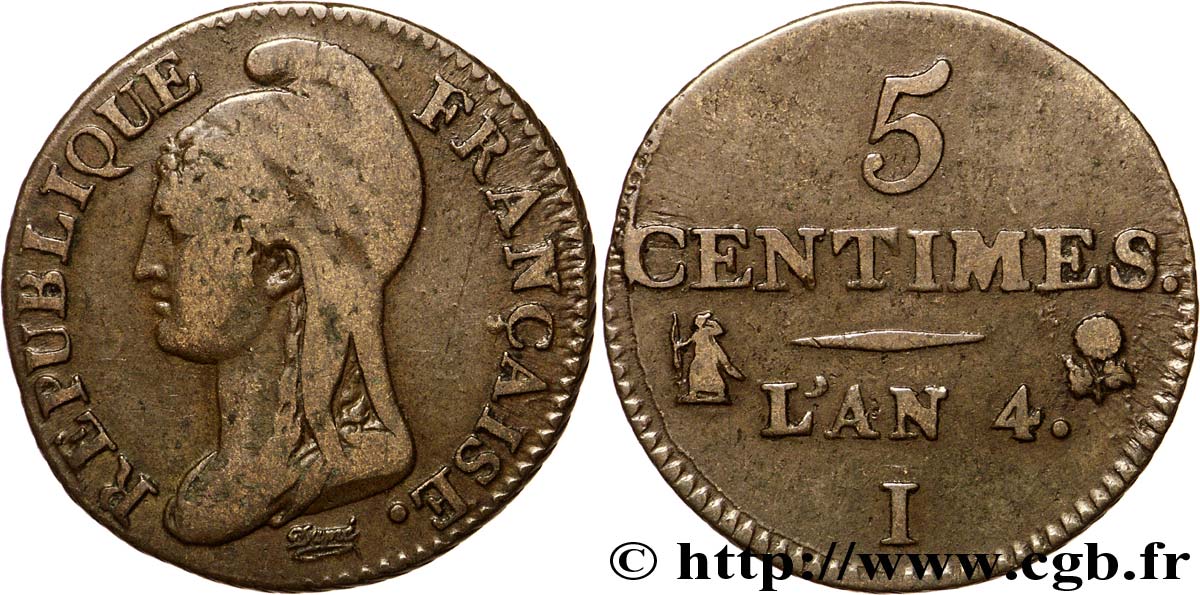 5 centimes Dupré, petit module 1796 Limoges F.113/2 TTB40 