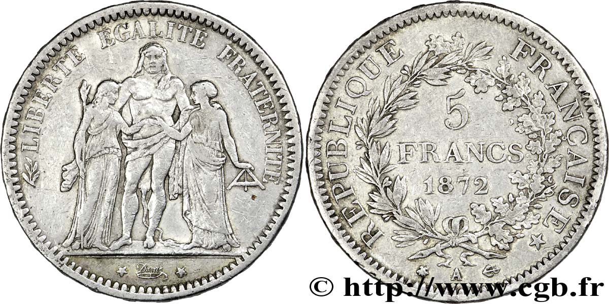 5 francs Hercule 1872 Paris F.334/6 TB30 