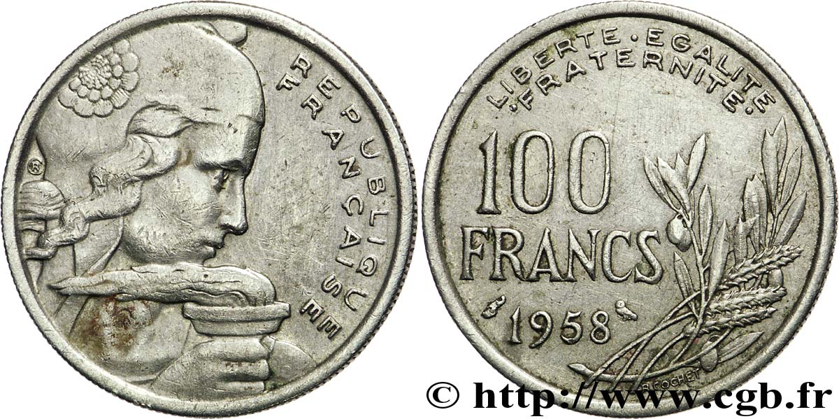 100 francs Cochet, chouette 1958  F.450/13 TB30 