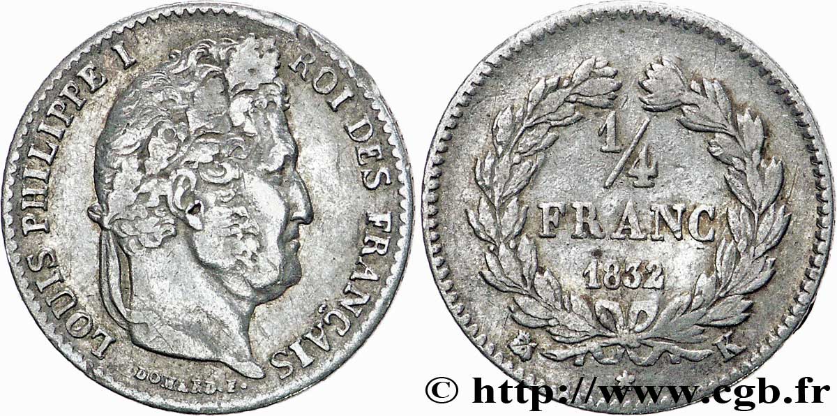 1/4 franc Louis-Philippe 1832 Bordeaux F.166/22 TTB40 
