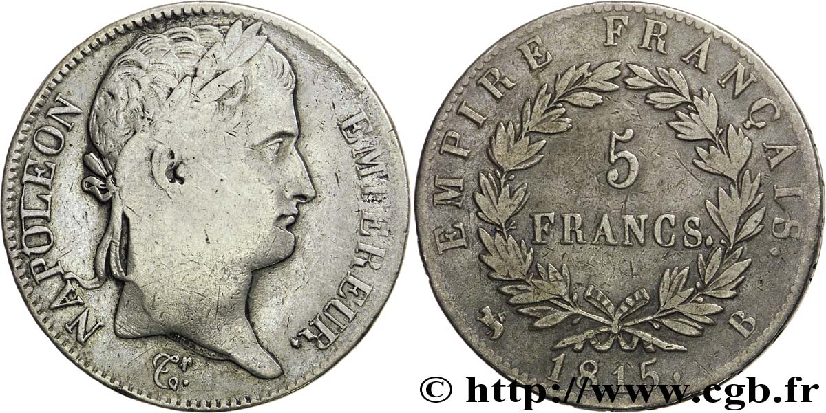 5 francs Napoléon Empereur, Cent-Jours 1815 Rouen F.307A/2 SGE13 