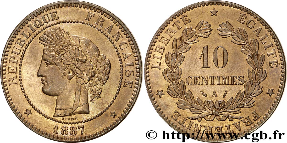 10 centimes Cérès 1887 Paris F.135/31 MS61 