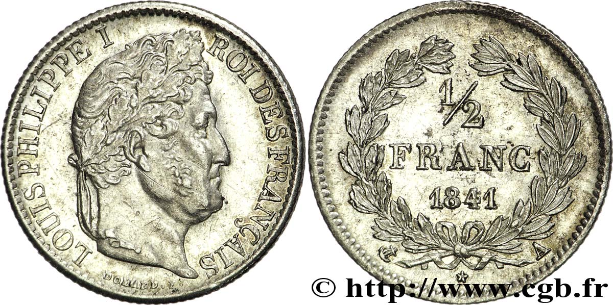 1/2 franc Louis-Philippe 1841 Paris F.182/89 AU53 