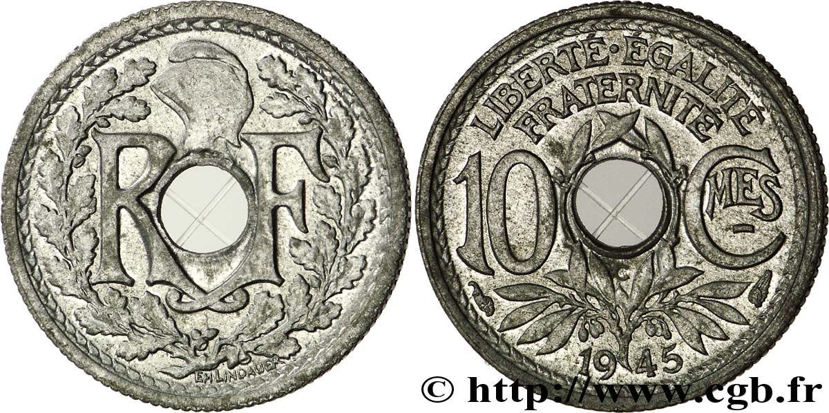 10 centimes Lindauer, petit module 1945 Castelsarrasin F.143/4 MS62 