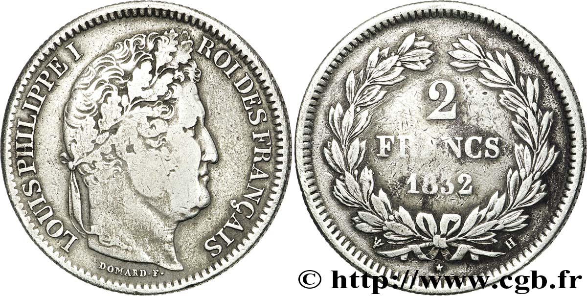 2 francs Louis-Philippe 1832 La Rochelle F.260/8 TB25 