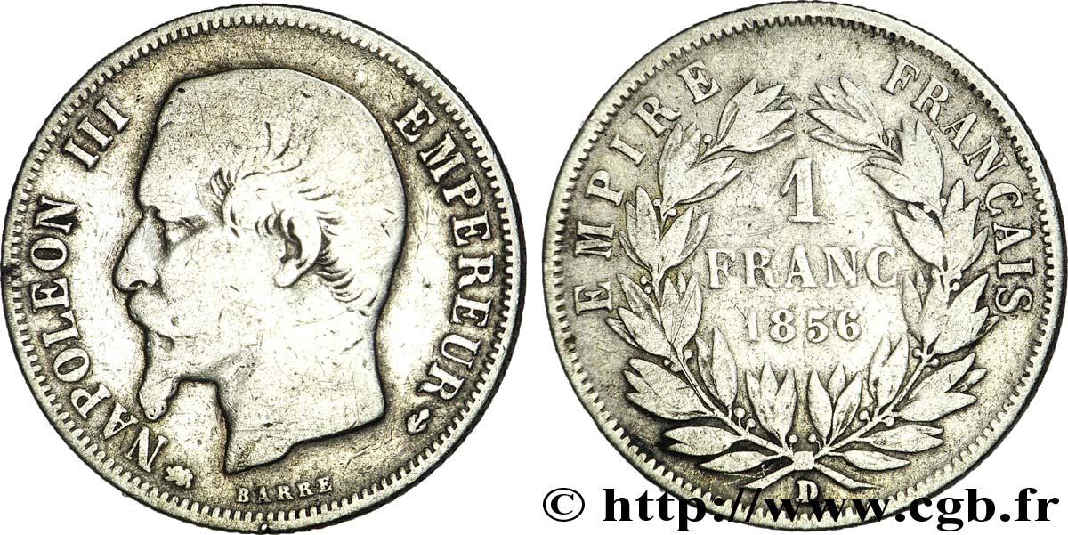 1 franc Napoléon III, tête nue  1856 Lyon F.214/9 F15 