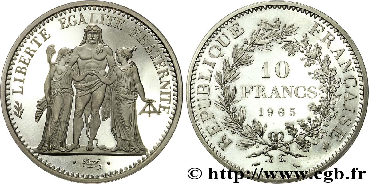 Piéfort au double de 10 francs Hercule 1965  F.364/3P MS67 