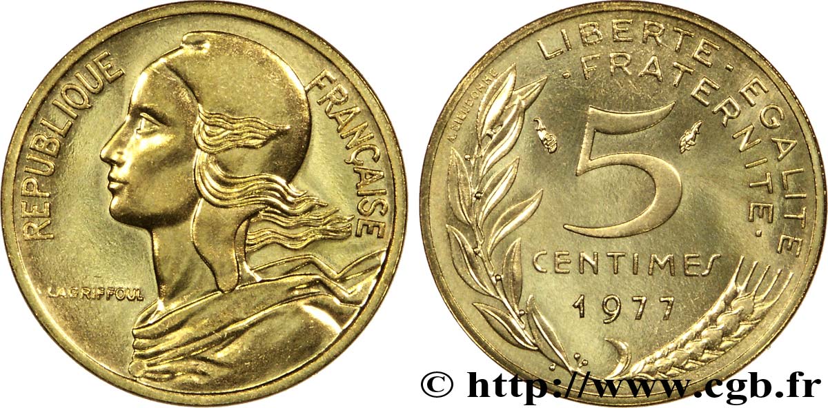 5 centimes Marianne 1977 Pessac F.125/13 MS68 