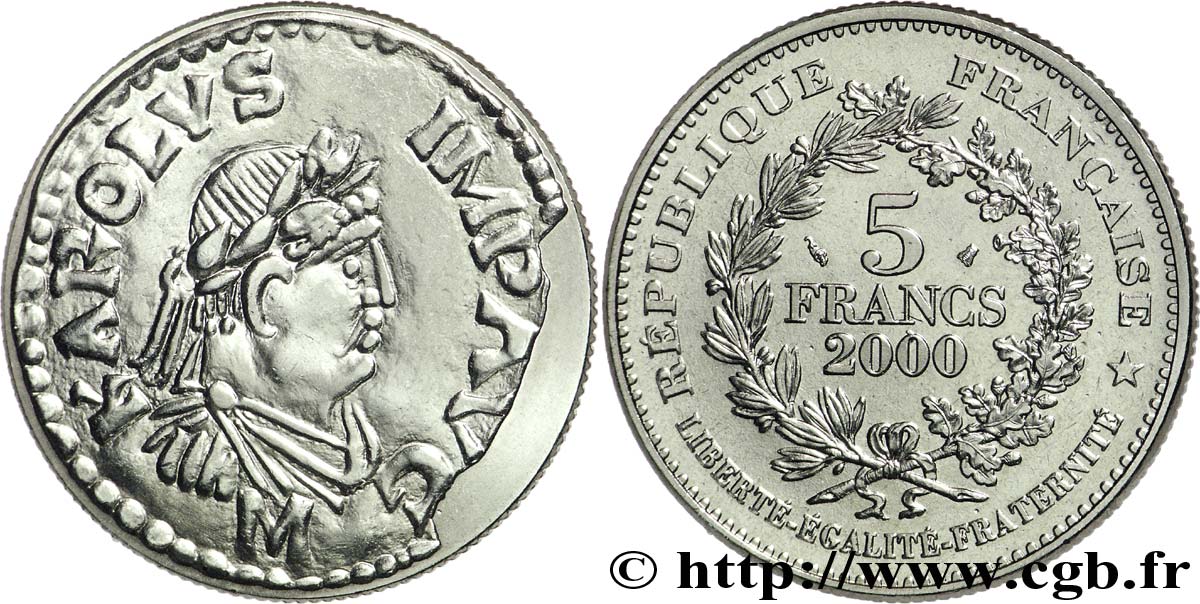 5 francs Denier de Charlemagne 2000  F.348/1 MS67 