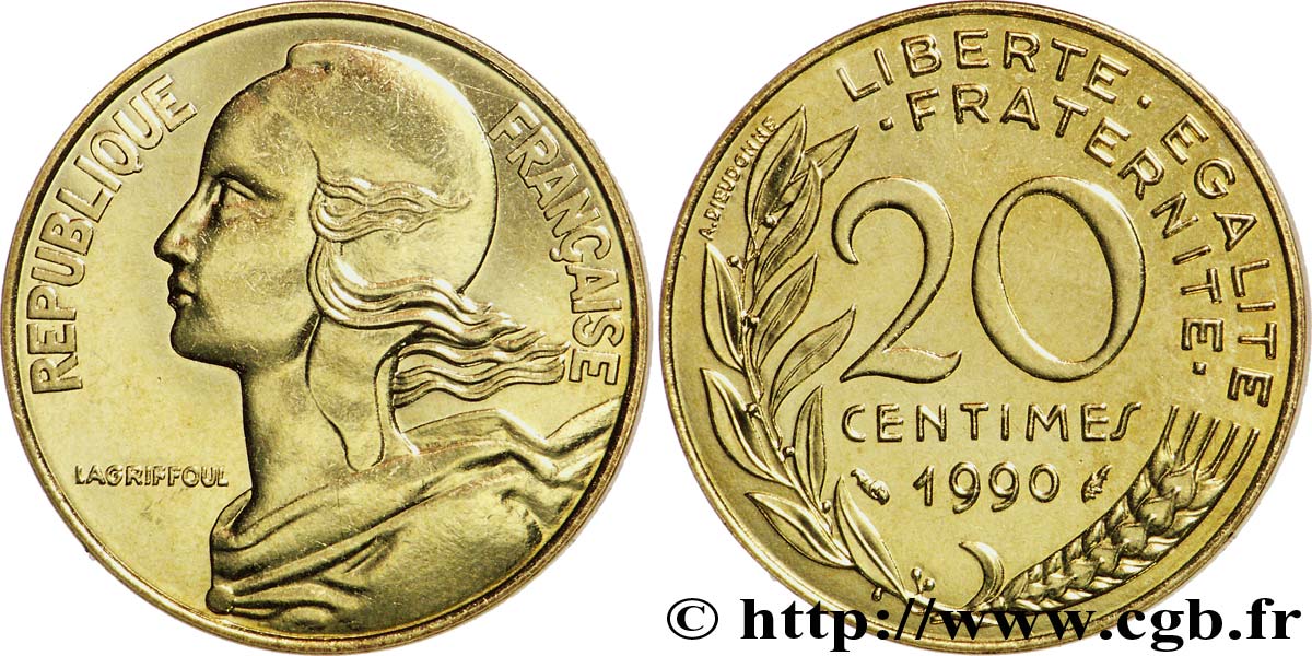 20 centimes Marianne 1990 Pessac F.156/30 MS65 