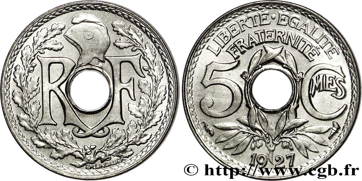 5 centimes Lindauer, petit module 1927  F.122/12 SC64 