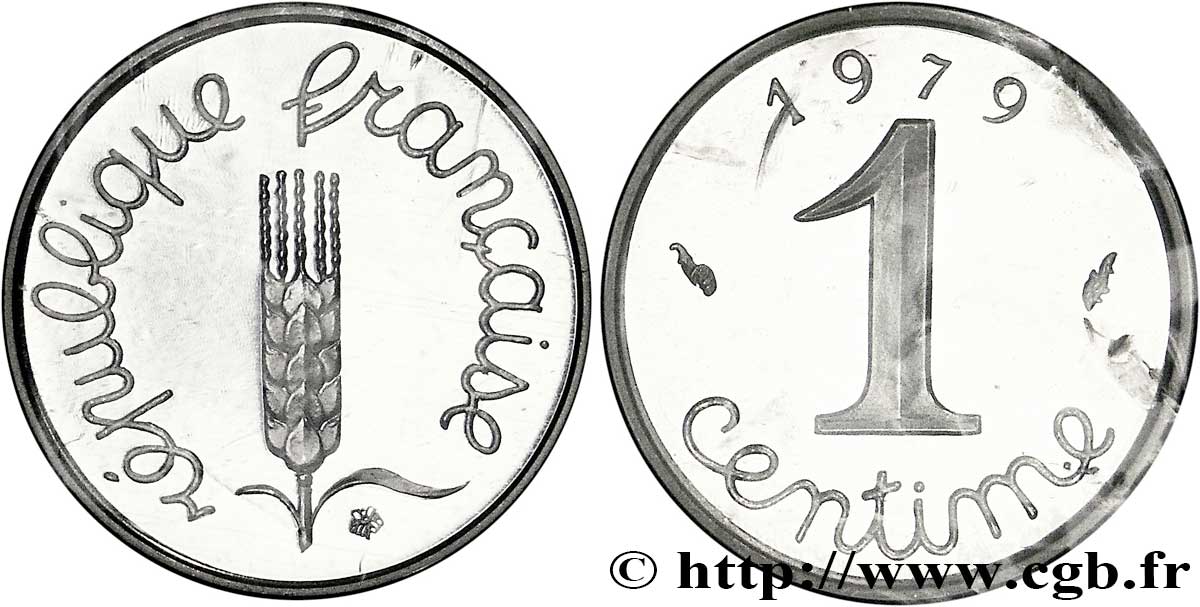 Piéfort argent de 1 centime Épi 1979 Pessac F.106/35P MS68 