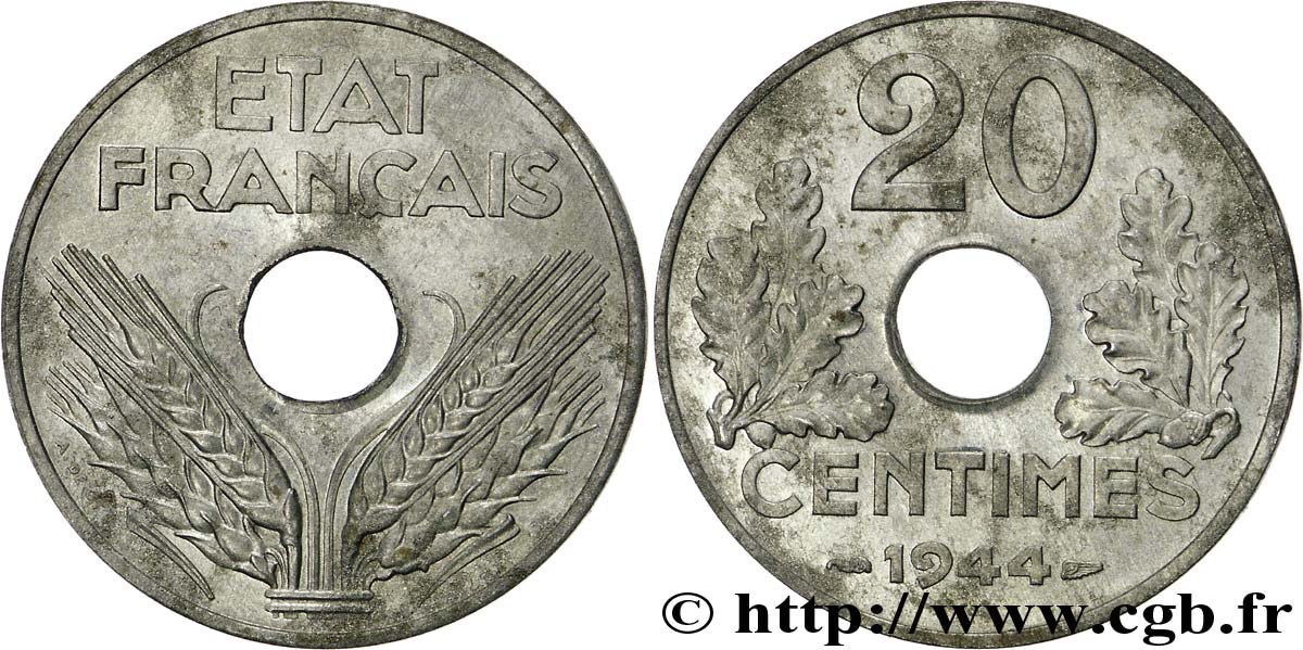20 centimes fer 1944 Paris F.154/3 AU58 