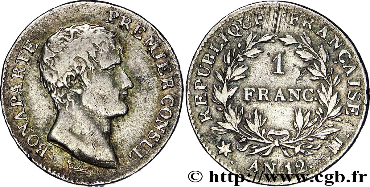 1 franc Bonaparte Premier Consul 1804 Marseille F.200/17 TB30 