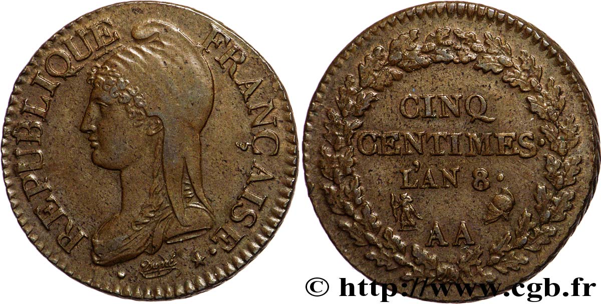 Cinq centimes Dupré, grand module 1800 Metz F.115/102 TTB52 
