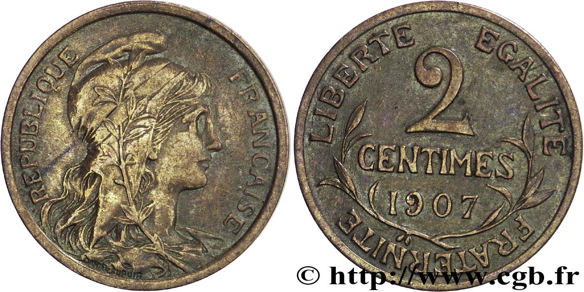 2 centimes Daniel-Dupuis 1907  F.110/10 TTB45 