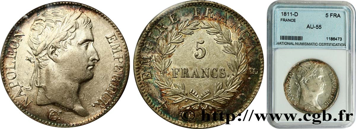 5 francs Napoléon Empereur, Empire français 1811 Lyon F.307/30 SUP55 autre