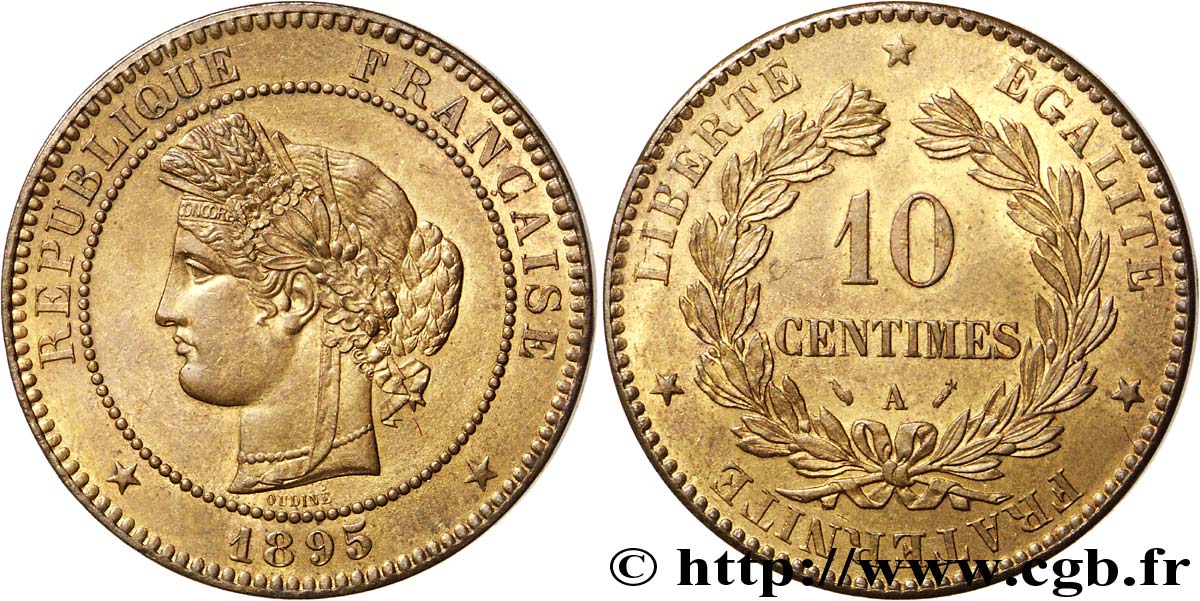 10 centimes Cérès 1895 Paris F.135/40 MS63 