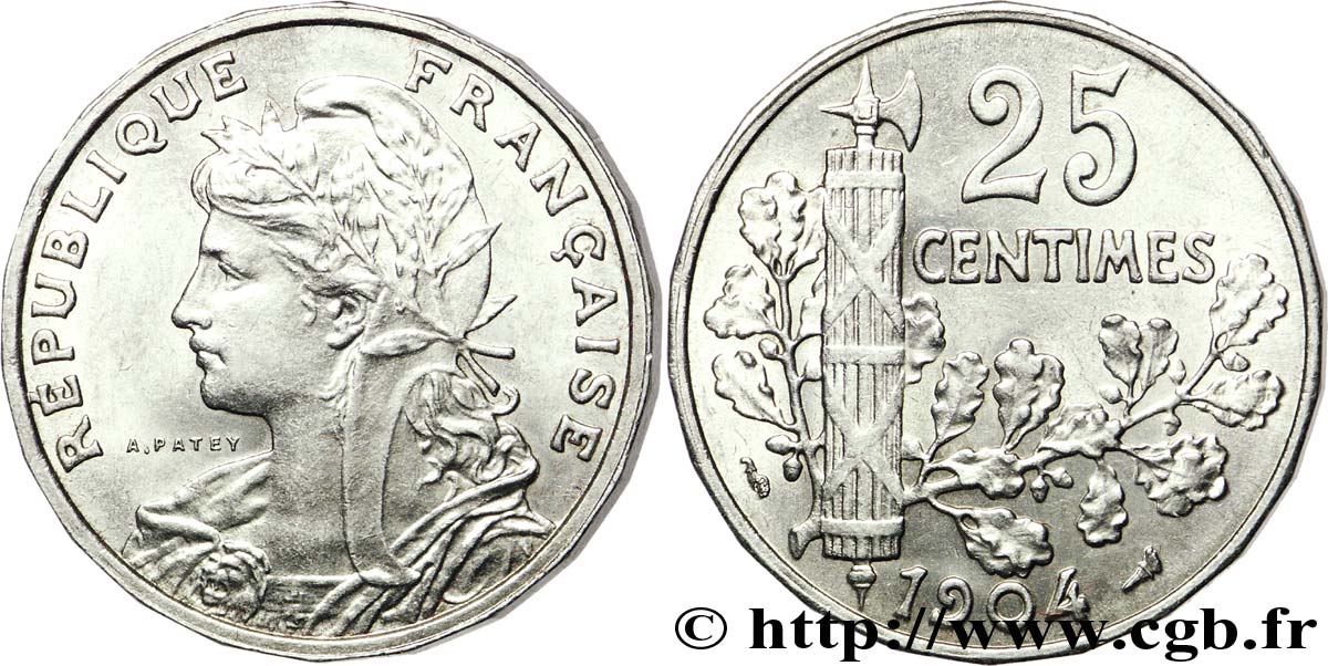 25 centimes Patey, 2e type 1904  F.169/2 SPL60 