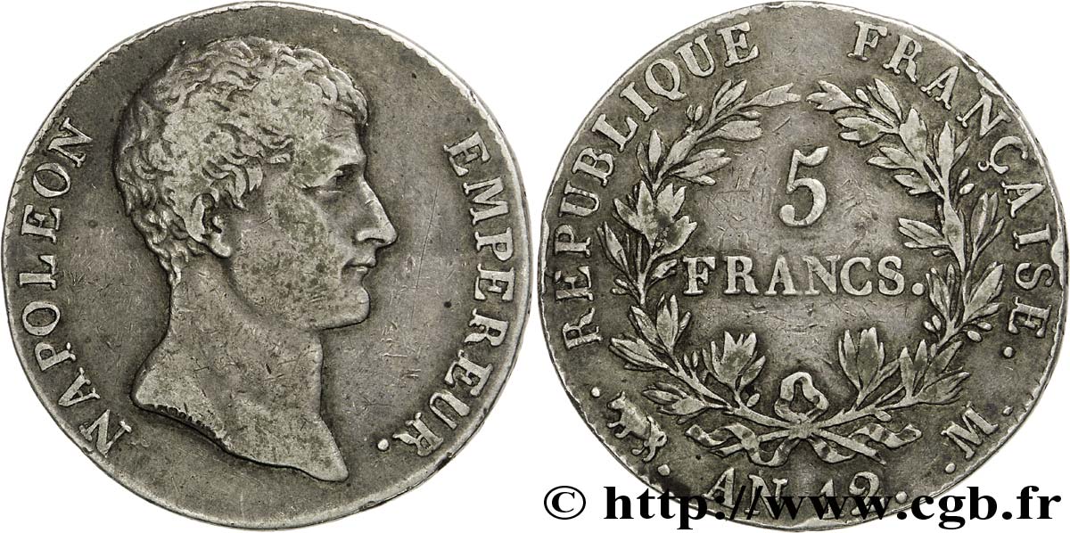 5 francs Napoléon Empereur, type intermédiaire 1804 Toulouse F.302/8 XF45 