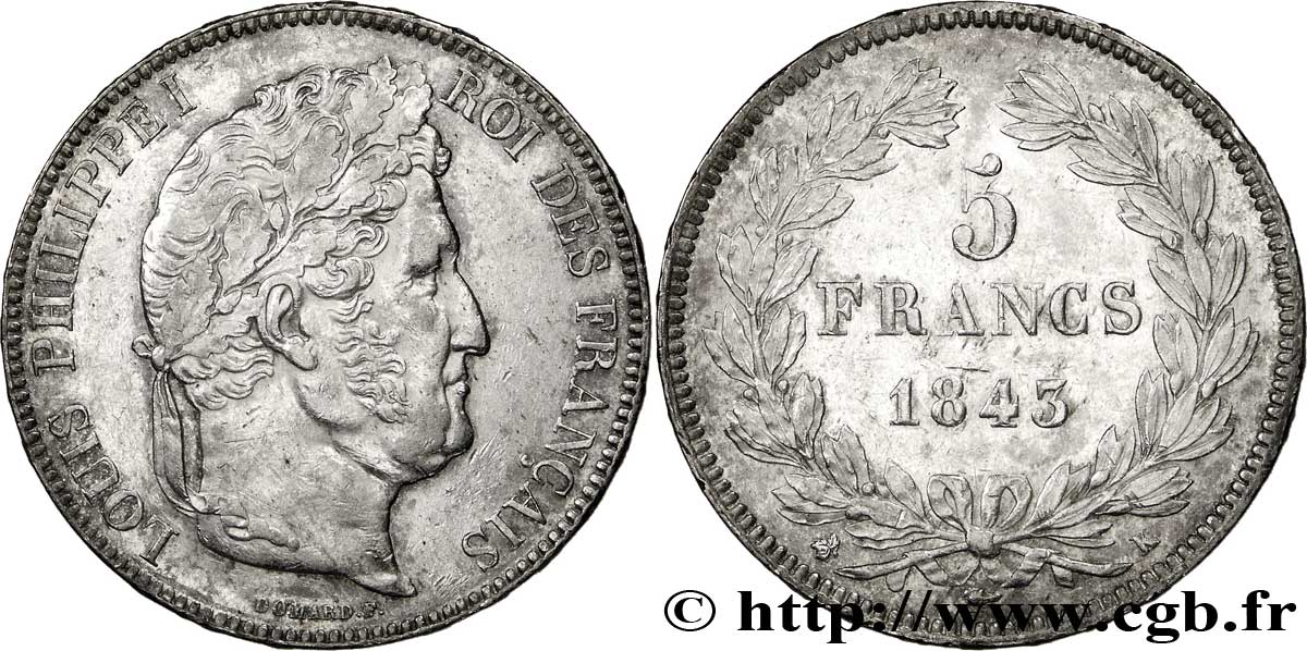 5 francs IIe type Domard 1843 Bordeaux F.324/103 q.SPL 