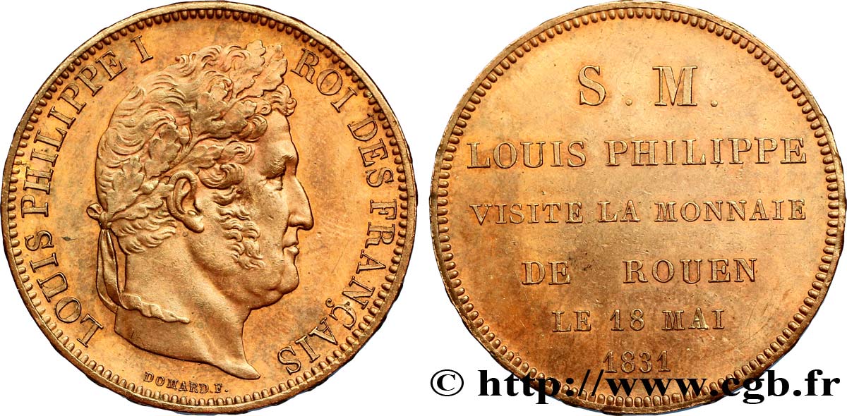 Monnaie de visite, module de 5 francs, pour Louis-Philippe à la Monnaie de Rouen 1831 Rouen VG.2825  fST63 