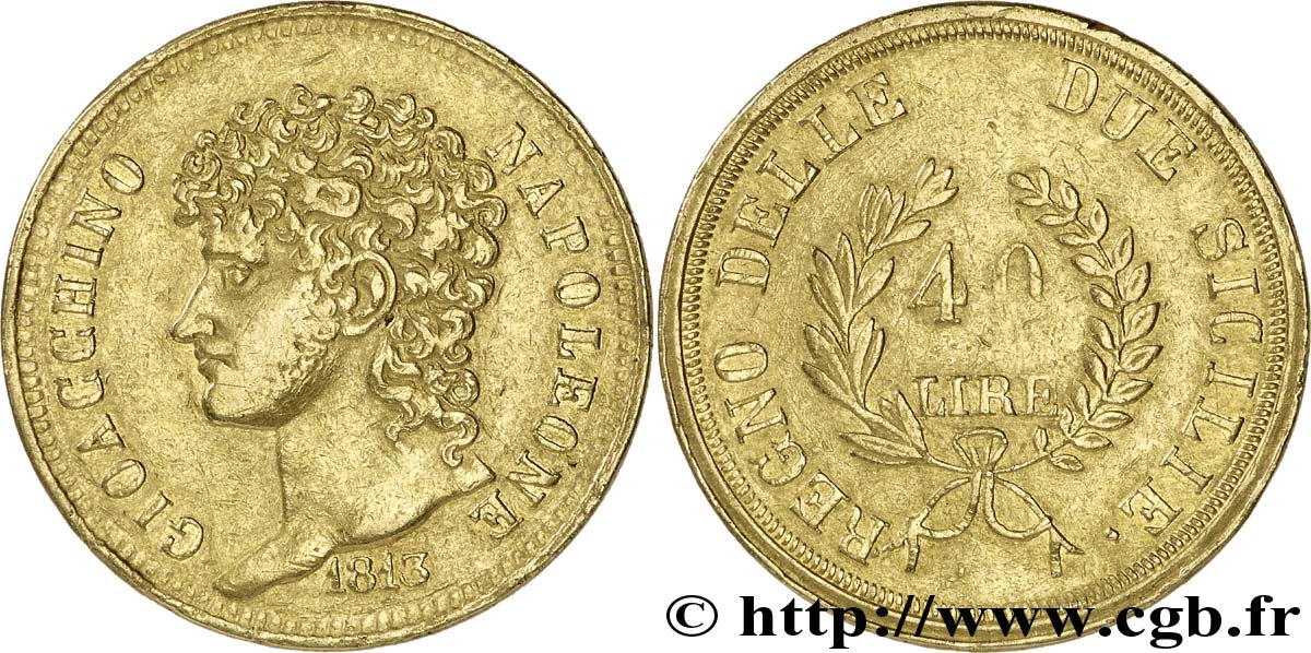 40 lire or, branches longues 1813 Naples VG.2251  SS40 