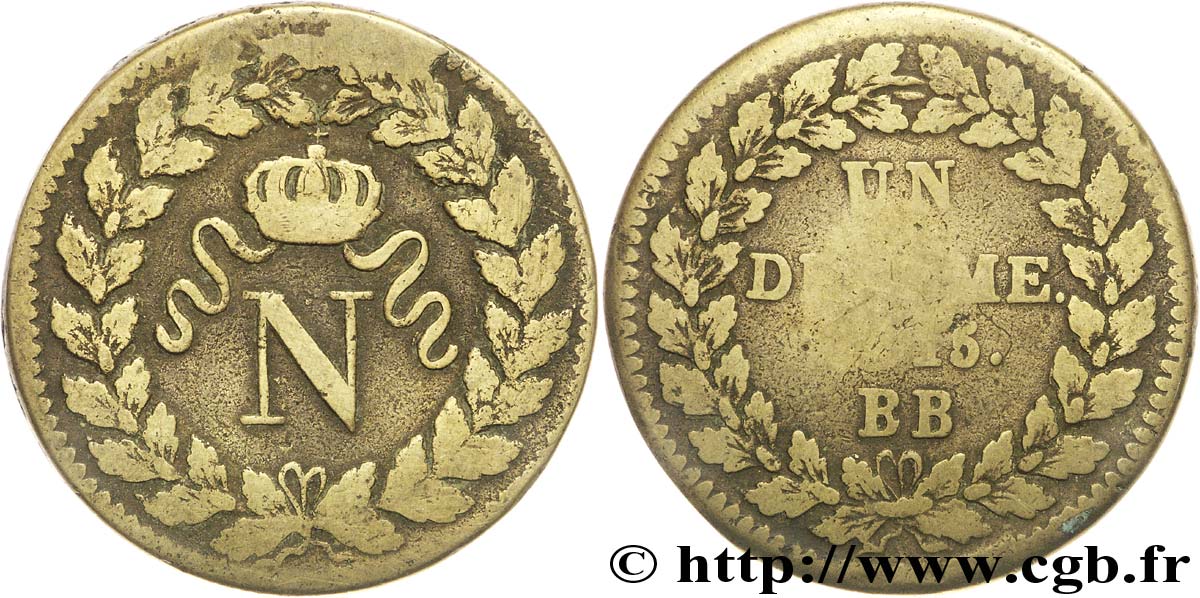 Un décime à l’N couronnée 1815 Strasbourg F.131A/1 TB15 