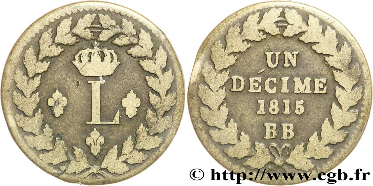 Un décime à l’L couronnée 1815  Strasbourg F.132A/1 TB20 