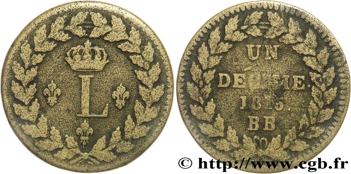 Un décime à l’L couronnée 1815  Strasbourg F.132A/3 TB25 
