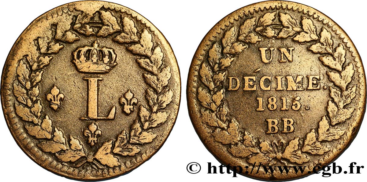 Un décime à l’L couronnée 1815  Strasbourg F.132A/3 TTB42 