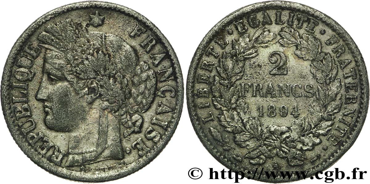 Faux de 2 francs Cérès, avec légende 1894 Paris F.265/16 var. TB35 