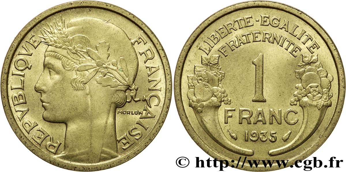 1 franc Morlon 1935  F.219/6 AU53 