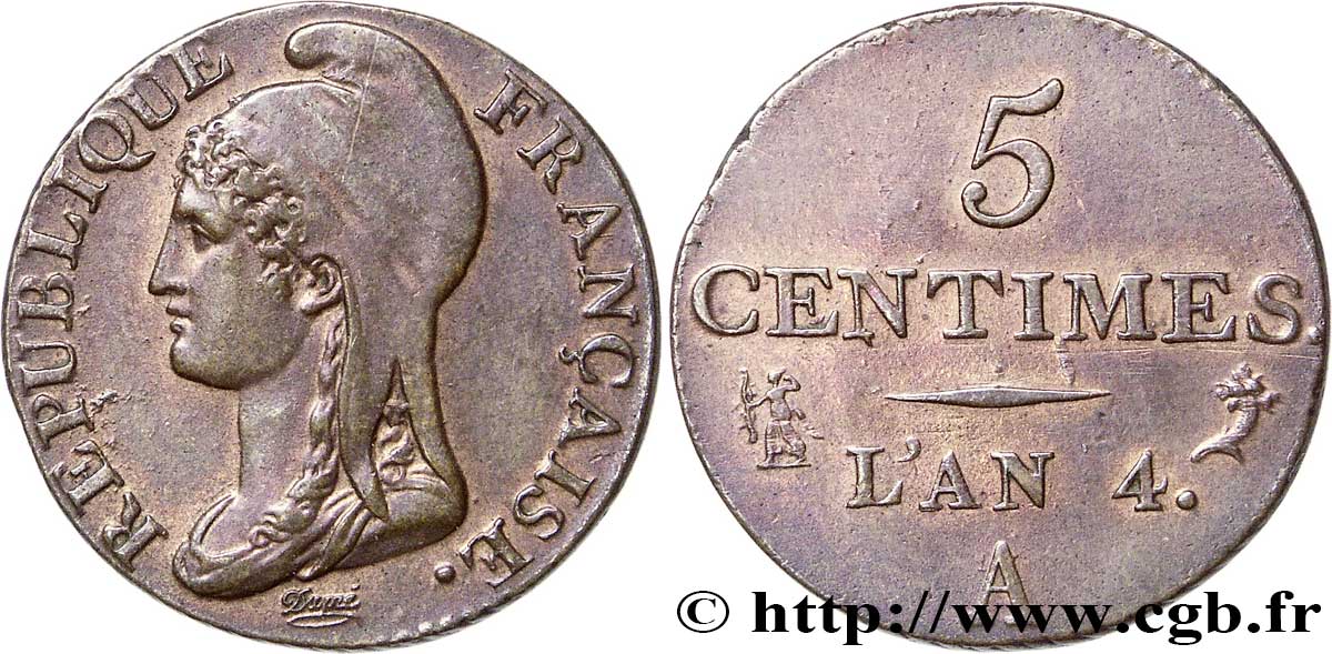 5 centimes Dupré, petit module 1796 Paris F.113/1 SUP58 