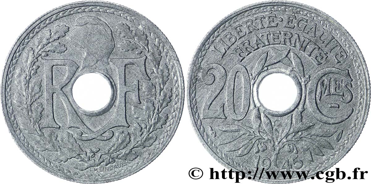20 centimes Lindauer Zinc 1945 Castelsarrasin F.155/4 XF48 