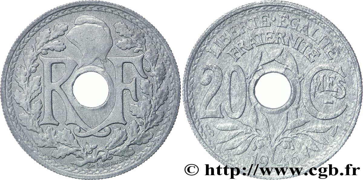 20 centimes Lindauer Zinc 1946  F.155/5 TTB45 