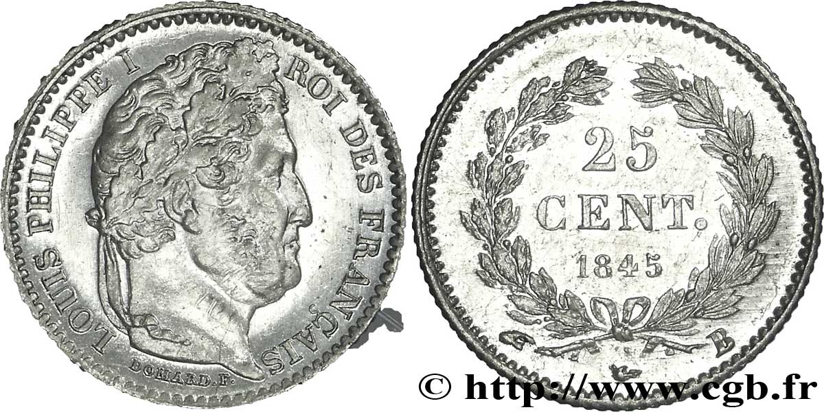 25 centimes Louis-Philippe 1845 Rouen F.167/1 SUP58 