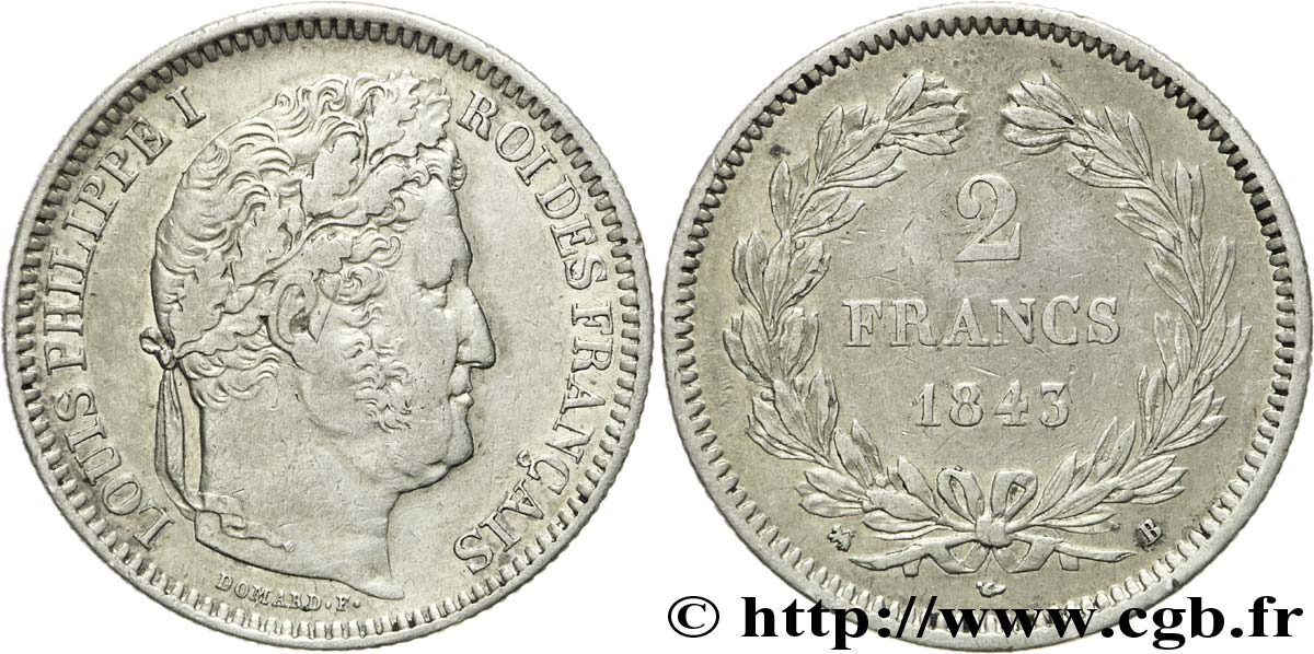 2 francs Louis-Philippe 1843 Rouen F.260/93 XF48 