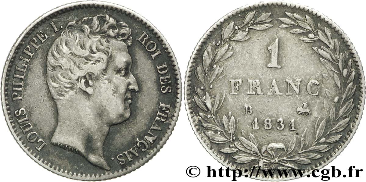 1 franc Louis-Philippe, tête nue 1831 Rouen F.209/2 SS42 