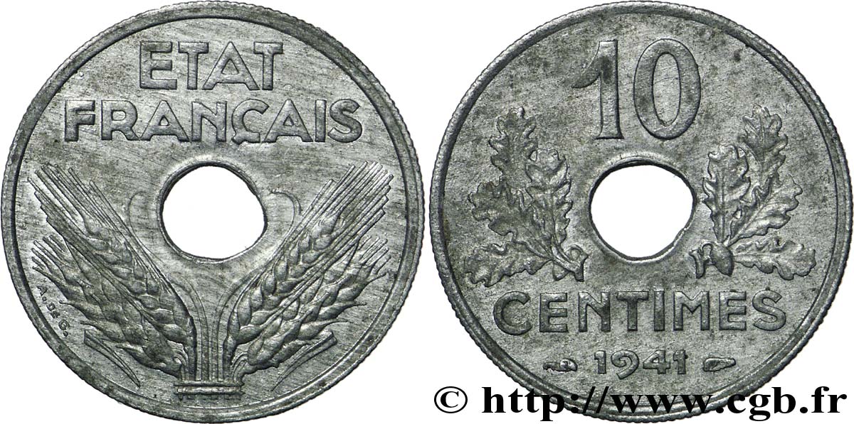 10 centimes État français, grand module 1941  F.141/2 TTB48 