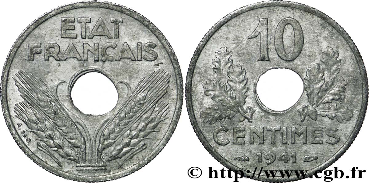 10 centimes État français, grand module 1941  F.141/2 TTB40 