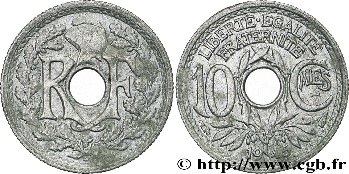 10 centimes Lindauer, petit module 1945  F.143/2 VZ55 