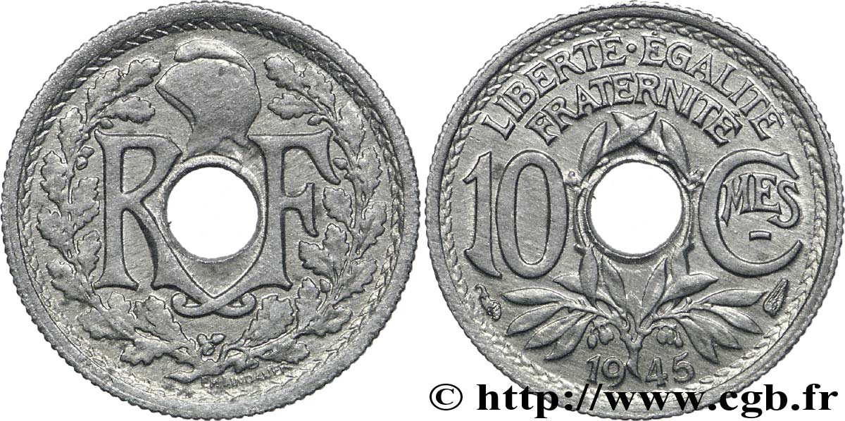 10 centimes Lindauer, petit module 1945  F.143/2 SUP60 