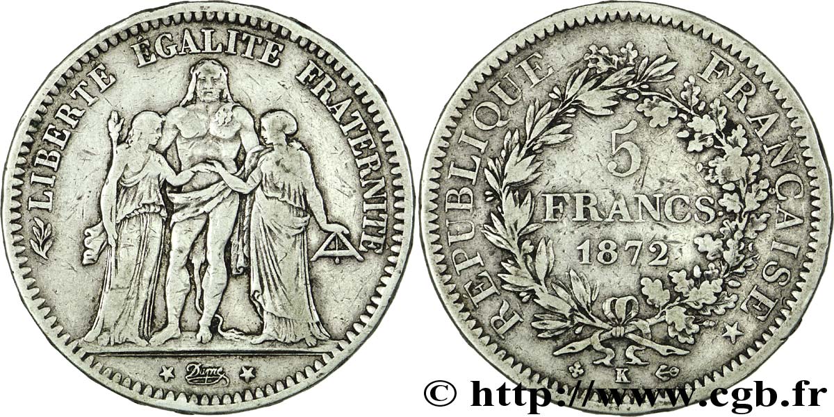 5 francs Hercule 1872 Bordeaux F.334/8 XF42 